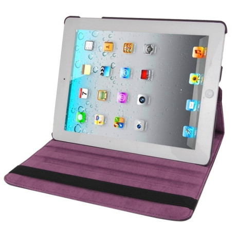 Кожаный Чехол 360 Degree Rotatable Sleep / Wake-up фиолетовый для iPad 4/ 3/ 2