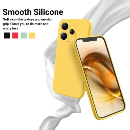 Силиконовый чехол Solid Color Liquid Silicone на Xiaomi Redmi 12 5G/POCO M6 Pro 5G - желтый