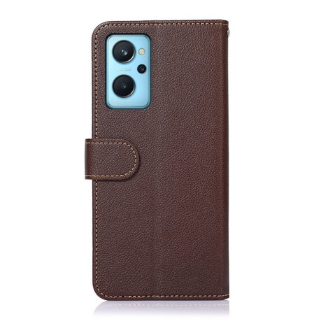 Чохол-книжка KHAZNEH Litchi Texture для Realme 9i/OPPO A76/A96 - коричневий