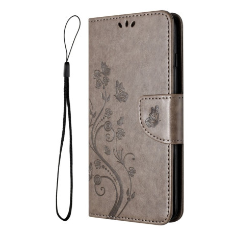 Чехол-книжка Butterfly Flower Pattern для Samsung Galaxy A05s - серый