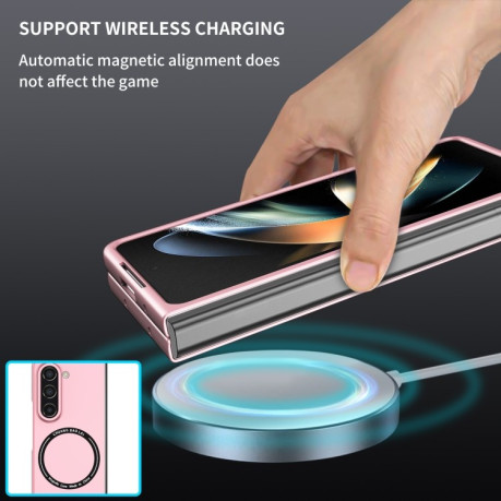 Противоударный чехол Magsafe Magnetic Folding для Samsung Galaxy Fold 5 - розовый