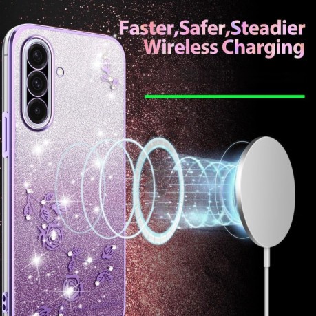Протиударний чохол Gradient Glitter Flower All-inclusive для Samsung Galaxy A36 - фіолетовий