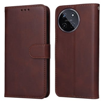 Чехол-книжка Classic Calf Texture для Realme 11 4G Global - коричневый