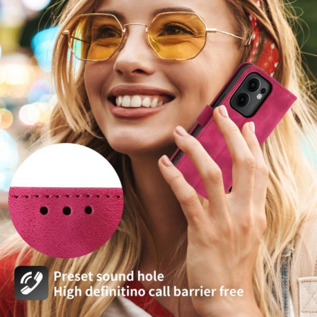 Чохол-книжка Skin-feel Flowers Embossed для OPPO Reno13 F /Reno13 FS 4G/5G - винно-червоний