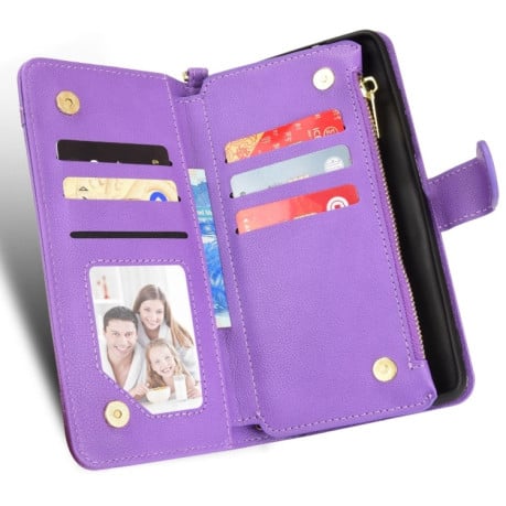 Чехол-книжка Litchi Texture Zipper для Xiaomi Poco M5 - фиолетовый