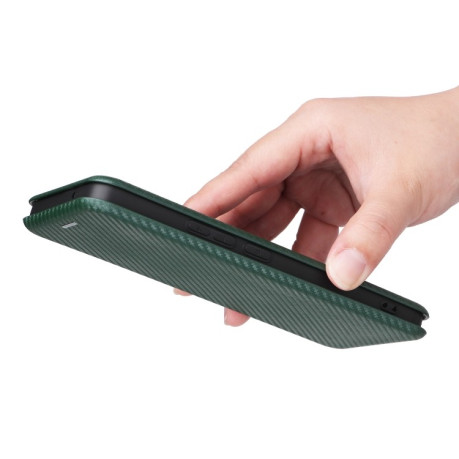 Чехол-книжка Carbon Fiber Texture на Vivo S12 5G/V23 5G - зеленый