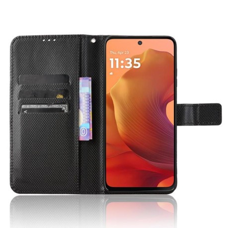 Чехол-книжка Diamond Texture для Motorola Moto G15 4G / G15 Power 4G - черный