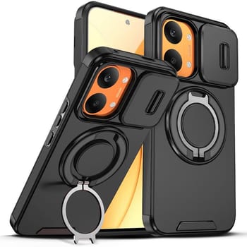 Протиударний чохол зі шторкою камери Sliding Camshield і кільцем-підставкою на Redmi Turbo 5 Max / Poco X8 Pro Max — чорний