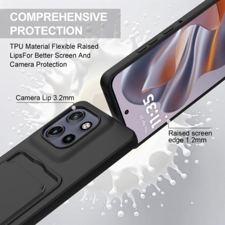 Силиконовый чехол Integrated Card Bag Solid Color Liquid Silicone на Motorola Edge 50 Neo / 60 Neo — чёрный