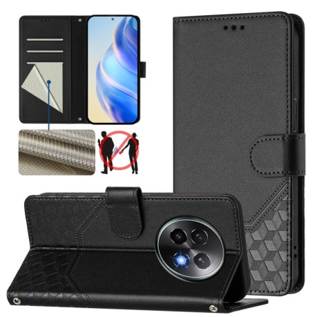 Чехол-книжка Embossing Stripe RFID для Realme 13+ 5G/13 Pro 5G/13 Pro+ - черный