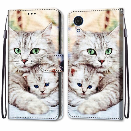 Чехол-книжка Coloured Drawing Cross для Samsung Galaxy A03 Core - Big Cat Hugging Kitten