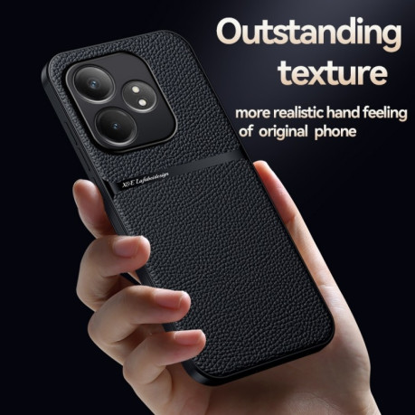 Противоударный чехол Litchi Leather Magnetic Full Coverage Shockproof на Realme GT Neo6 / GT Neo6 SE / GT 6 / GT 6T - желтый