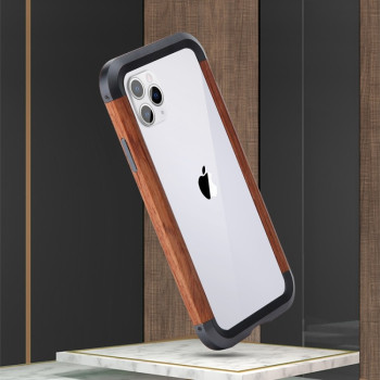 Противоударный бампер R-JUST Metal + Wood Frame на iPhone 11 Pro