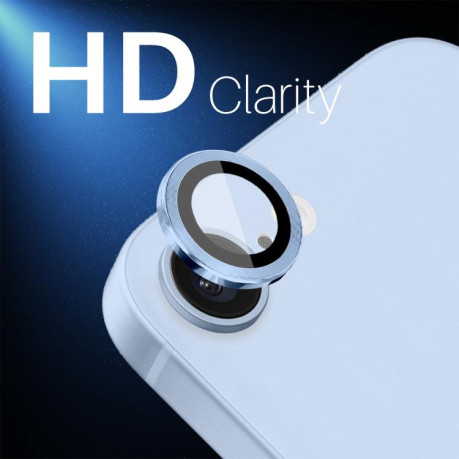 Защитное стекло NORTHJO Glitter Camera Lens Protector Tempered Glass Metal Ring на iPhone 16e - синее