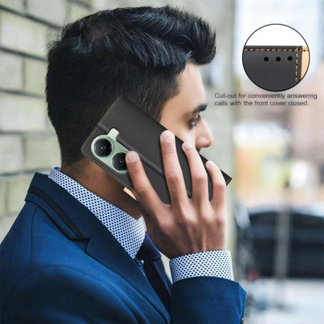 Чохол-книжка Color Matching RFID Anti-theft Leather для Xiaomi Poco X7 Pro - чорний