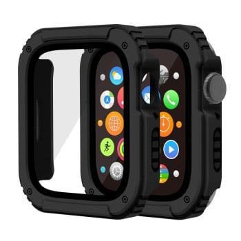 Противоударная накладка с защитным стеклом 2 in 1 Screen для Apple Watch Series 6 / 5 / 4 / SE 44mm - черная