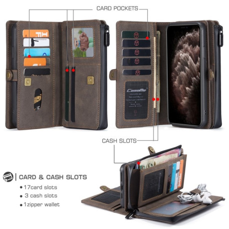 Кожаный чехол-кошелек CaseMe 018 на iPhone 11 Pro - коричневый