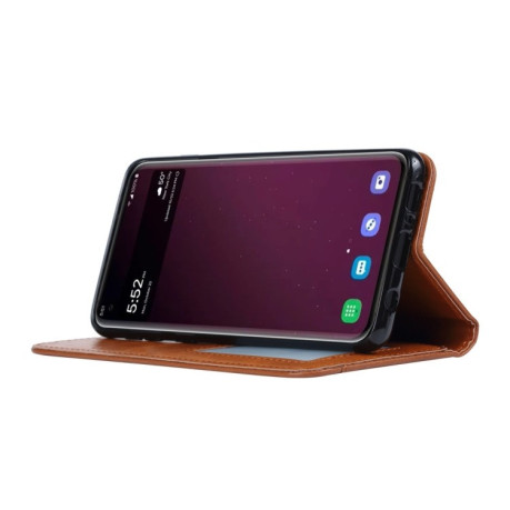 Кожаный чехол- книжка Knead Skin Texture на Samsung Galaxy S10+ коричневый
