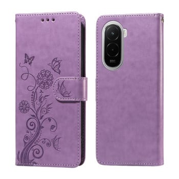 Чохол-книжка з тисненням &quot;метелика&quot; та магнітним хлястиком на Xiaomi Poco M7 4G 169mm - фіолетовий