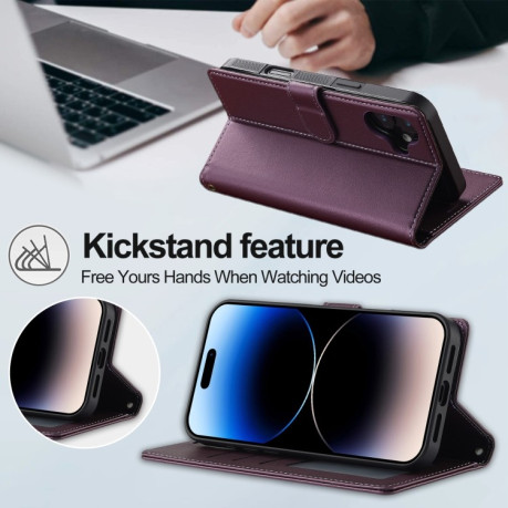 Чехол-книжка LCIMEEKE L2 Series Detachable Magsafe для iPhone 16 Plus - фиолетовый