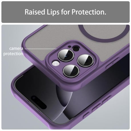 Противоударный чехол Fan Dun Series TPU Hybrid PC Frosted Magsafe для  iPhone 16e - фиолетовый
