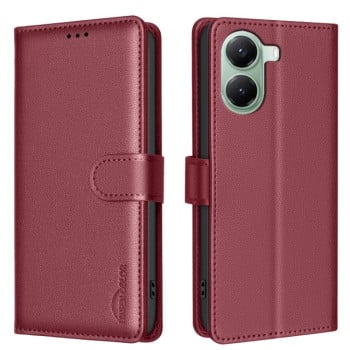 Чохол-книжка Litchi Texture RFID Anti-theft Leather для Xiaomi Poco X7 Pro - червоний