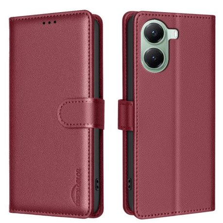 Чехол-книжка Litchi Texture RFID Anti-theft Leather для Xiaomi Poco X7 Pro - красный