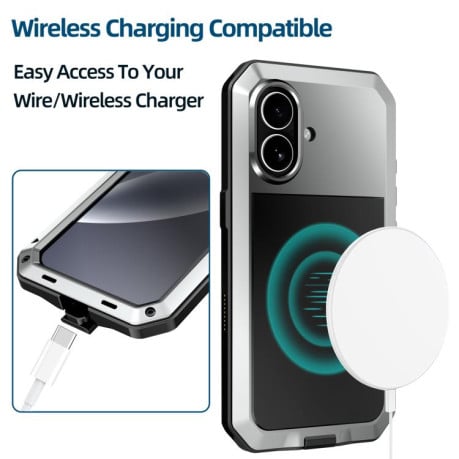 Противоударный чехол RedPepper Triple-proof Metal на iPhone 17 - серебристый