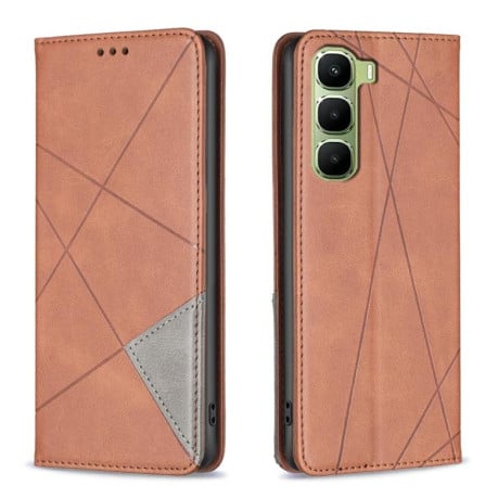 Чехол-книжка Rhombus Texture на Infinix Hot 60 Pro 4G - коричневый