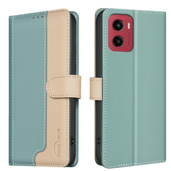 Чехол-книжка Color Matching RFID Anti-theft Leather для Motorola Moto G05 - зеленый