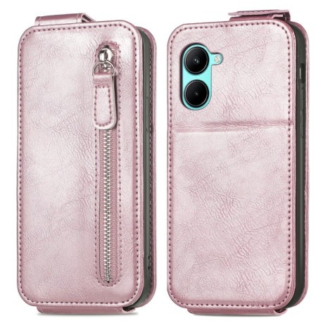 Флип-чехол Zipper Wallet Vertical для Realme C33 - розовое золото
