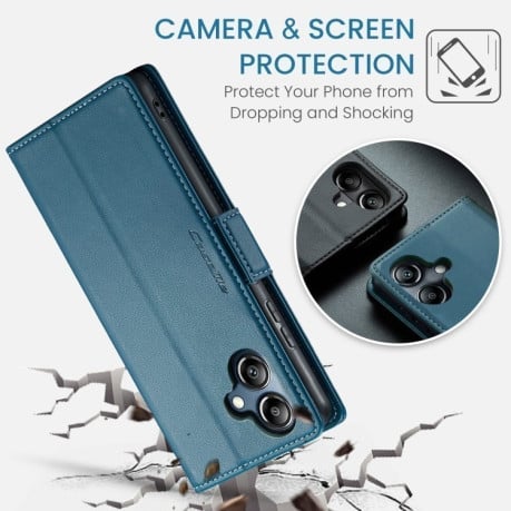 Чехол-книжка CaseMe 023 Butterfly Buckle Litchi Texture RFID Anti-theft Leather на Samsung Galaxy A07 / A06 - синий