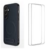 Магнитный чехол-подставка Wanlonfeng с текстурой карбона и 2 плёнками на Samsung Galaxy A27 5G — сапфировый
