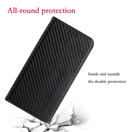 Чехол-книжки Carbon Fiber для Xiaomi Redmi Note 12 4G - черный