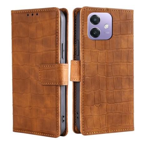 Чехол-книжка Skin Feel Crocodile Texture для OPPO A3/A3x/A40m - коричневый