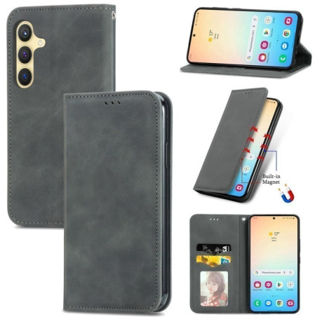 Чехол-книжка Retro Skin Feel Business Magnetic для Samsung Galaxy S25+ 5G - серый