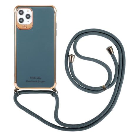 Противоударный чехол Electroplating with Lanyard для iPhone 11 - серый