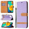 Чехол-книжка Color Matching Denim Texture на Samsung Galaxy M32/A22 4G - фиолетовый