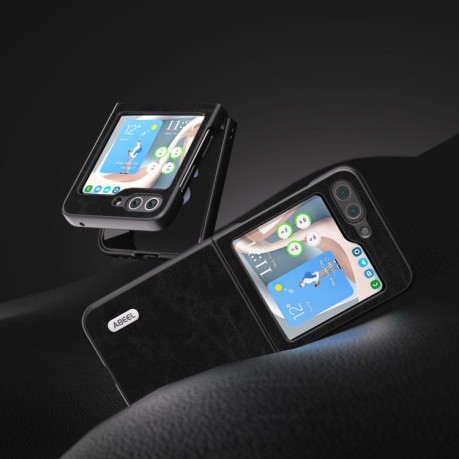 Противоударный чехол ABEEL Dream Litchi Texture для Samsung Galaxy Flip 5 - черный