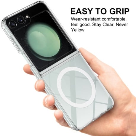 Противоударный чехол Scratchproof PC Transparent MagSafe для Samsung Galaxy  Flip 6 - прозрачный