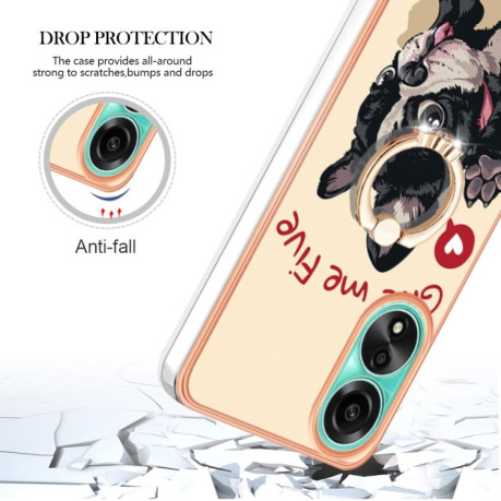 Протиударний чохол Electroplating Dual-side IMD with Ring Holder для OPPO A78 4G - Dog