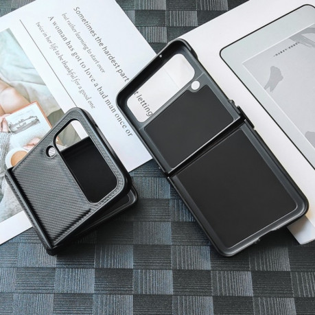 Противоударный чехол IMAK Ruiyi Series Carbon Brazing для Samsung Galaxy Flip4 5G - черный