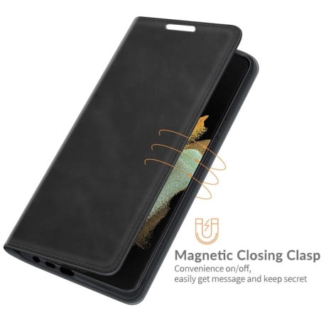 Чехол-книжка Retro-skin Business Magnetic на Samsung Galaxy S22 Ultra 5G - черный
