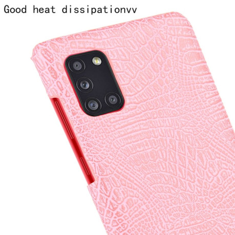 Ударопрочный чехол Crocodile Texture на Samsung Galaxy A31 - розовый