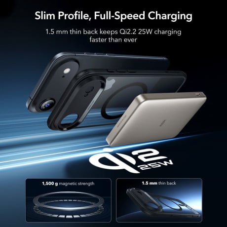 Оигинальный чехол ESR Classic Hybrid с MagSafe + накладка на клавишу на iPhone Air - Clear Black