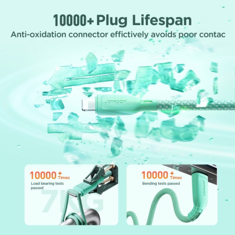 Кабель JOYROOM SA34-AL3 3A USB to 8 Pin Fast Charge Data Cable, Length: 1m - зеленый