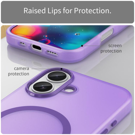 Протиударний чохол MagSafe Frosted Translucent TPU+PC для iPhone 17 - фіолетовий