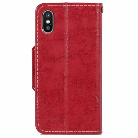 Кожаный чехол- книжка Crazy Horse Texture Retro Business на iPhone XS Max красный