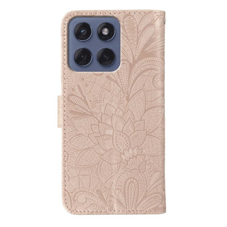 Чехол-книжка Lace Flower Embossing для Motorola Edge 60 Fusion 5G - золото