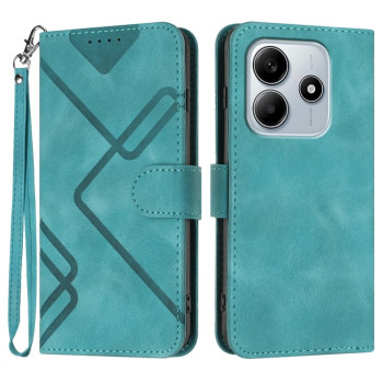 Чехол-книжка Line Pattern Skin Feel Leather для Xiaomi Redmi Note 14 5G/Poco M7 Pro 5G - голубой